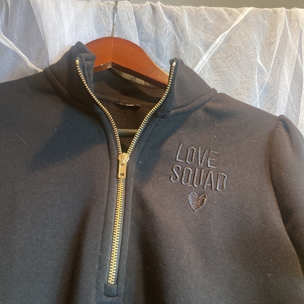 Love Squad 1/4 zip Black Sweatshirts size xs - Picture 2 of 7
